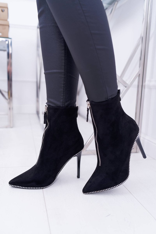 Жіночі чоботи на підборах Lu Boo Two Zipper Suede Black Suzy