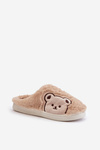 Жіночі пухнасті тапочки з ведмедиком бежеві Fiorinella