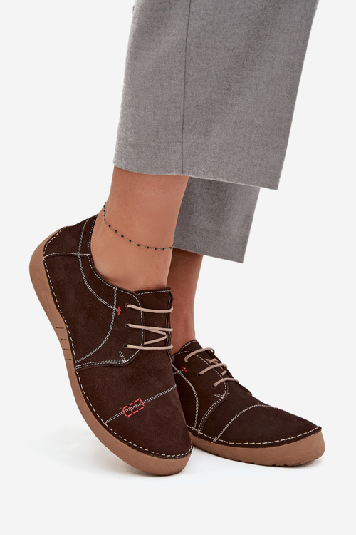 Шкіряні жіночі мокасини з прошивками Artiker 57C2114 Коричневий