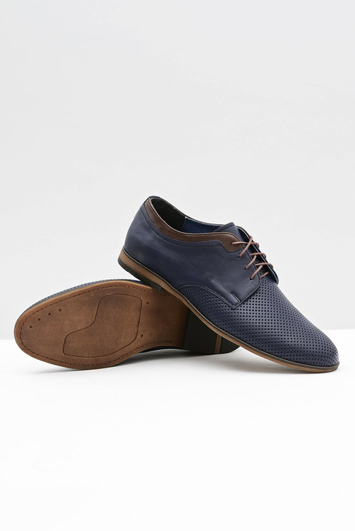 Ажурні чоловічі шкіряні напівчеревики Ettore Navy Blue