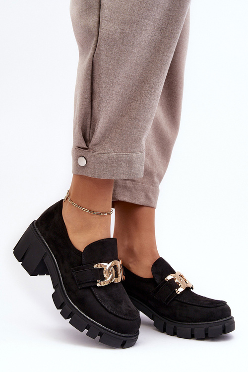 Жіночі замшеві напівчеревики з декором чорні рюли