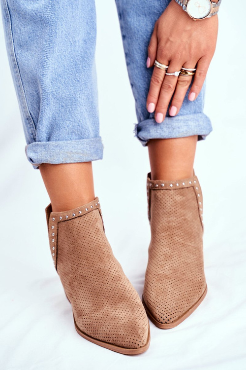 Жіночі чоботи на високому каблуці бежеві Margate