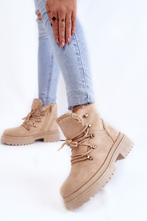 Жіночі замшеві чоботи бежеві Белліта