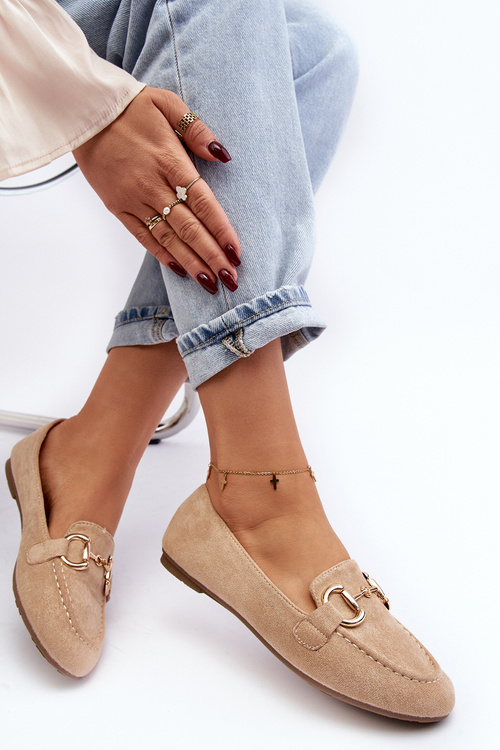 Жіночі мокасини з декором зі штучної замші бежеві Winalita