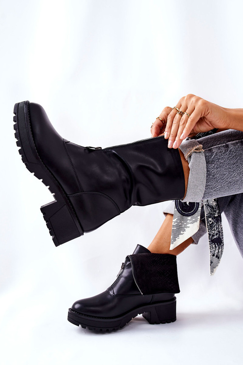 Чорні шкіряні черевики Challonte на підборах