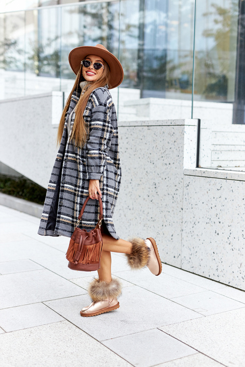 Жіночі шкіряні зимові черевики Шкіряні з екохутром Шампань Алекса