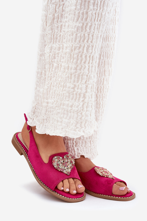 Жіночі сандалі з декоративним серцем S.Barski KV27-018 фуксія