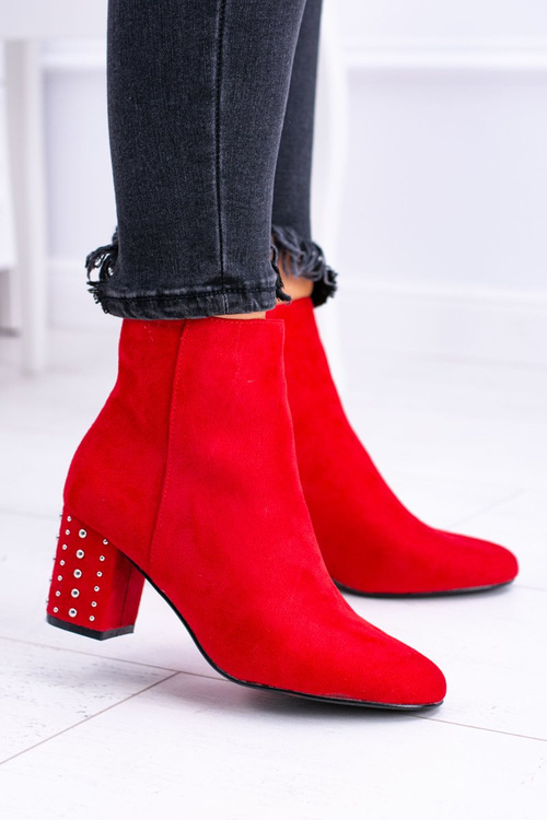 Теплі жіночі чоботи на шпильці червоні Jocasta