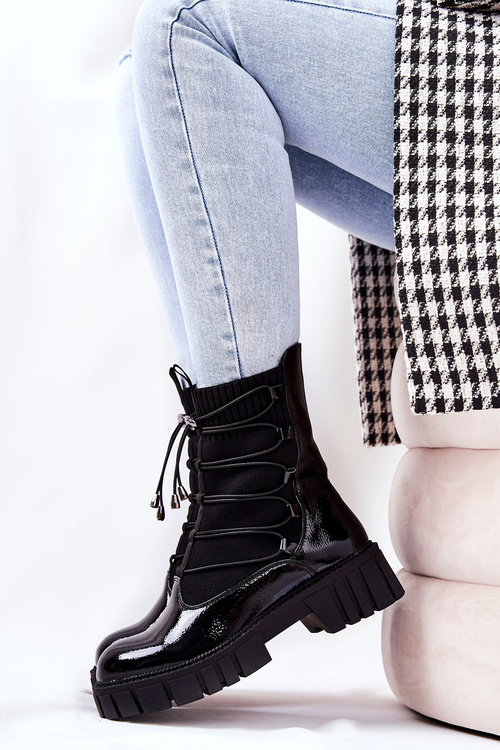 Лаковані робочі черевики з носком Black Connor