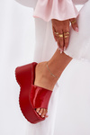 Лаковані Жіночі Сандалі На Платформі І Танкетці Червоні Nellevia