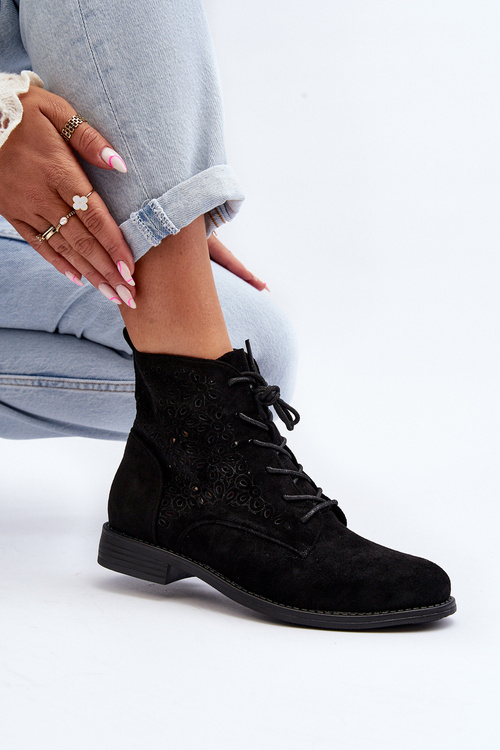 Чоботи жіночі з візерунком чорні S.Barski HY66-136