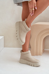 Zazoo 60470 Шкіряні чоботи утеплені вовною на платформі світло-бежеві