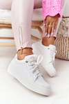 Жіночі шкіряні кросівки на платформі білі Nicole 2645