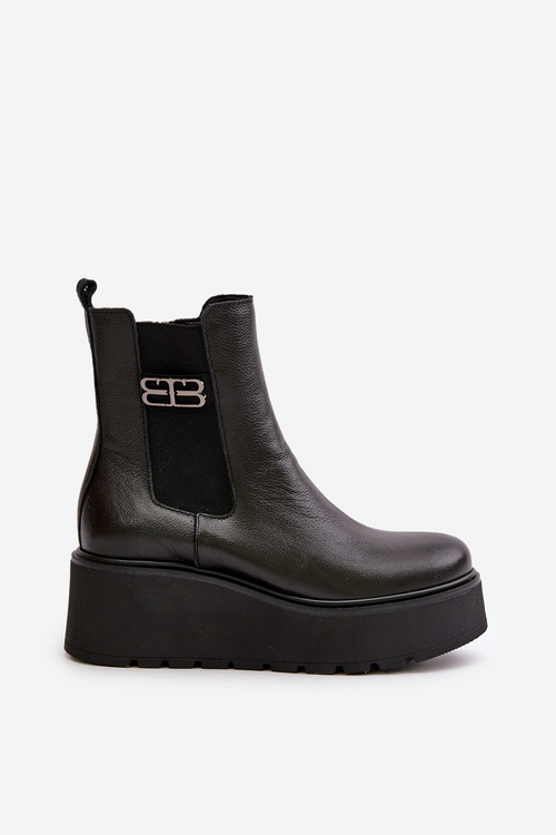 Zazoo 60498 Жіночі ботильйони Челсі на платформі та танкетці чорні