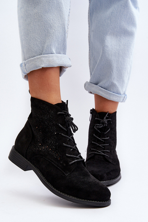 Чоботи жіночі з візерунком чорні S.Barski HY66-136