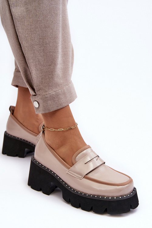 Жіночі шкіряні мокасини D&A MR870-32 Beige