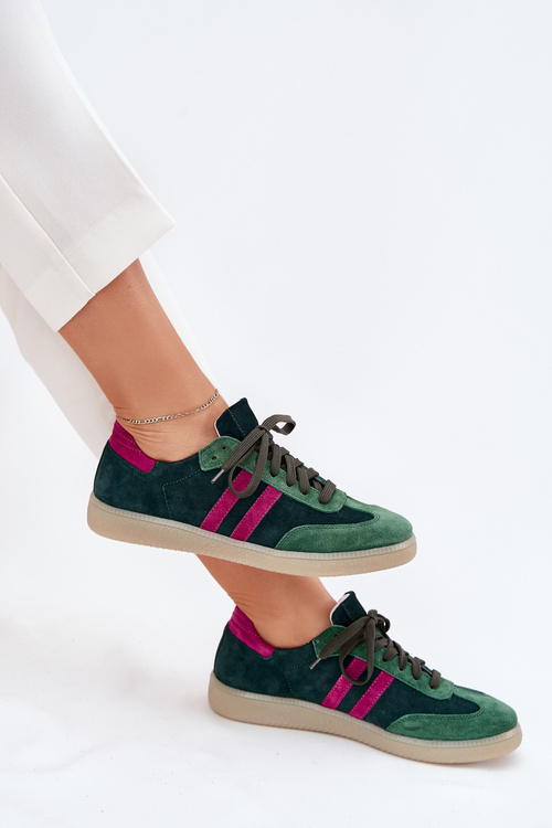 Zazoo N1068 Замшеві Низькі Кросівки Для Жінок Темно-зелені