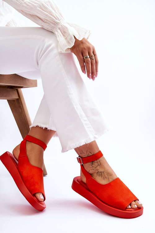 Зручні жіночі босоніжки на платформі Темно-помаранчеві Rubie