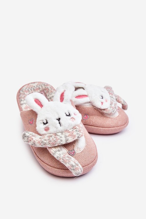 Дитячі тапочки на товстій підошві рожеві зайчики Dasca