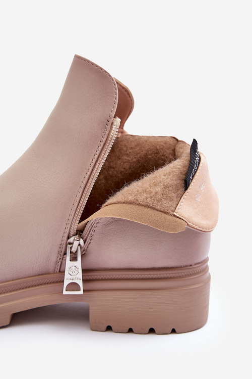 Шкіряні чоботи на низькому ходу бежеві Foteini