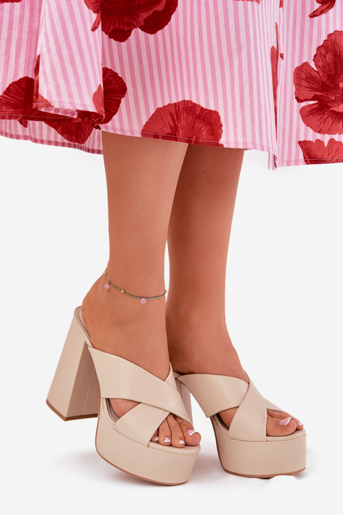 Жіночі Сандалі На Платформі І Каблуку Бежеві Lenobos