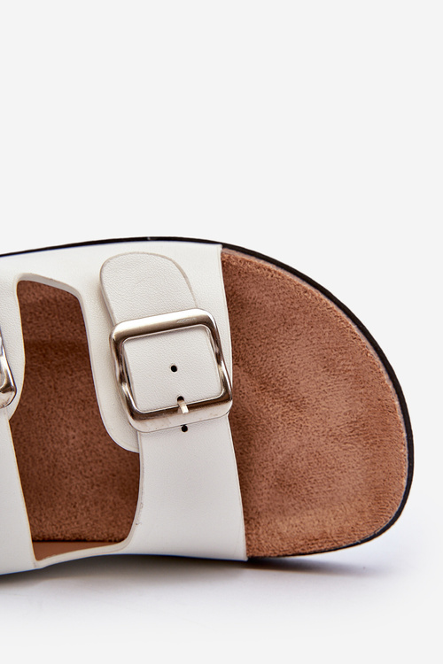 Жіночі босоніжки з пряжками білі Oliena