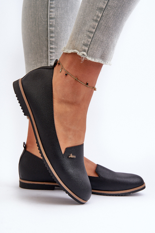 Жіночі чорні лофери Enzla на плоскій підошві