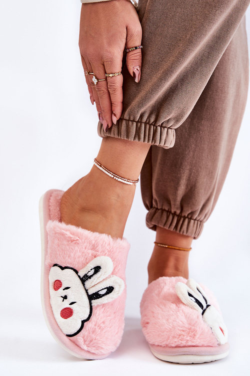 Жіночі хутряні тапочки з кроликом світло-рожеві Тріша