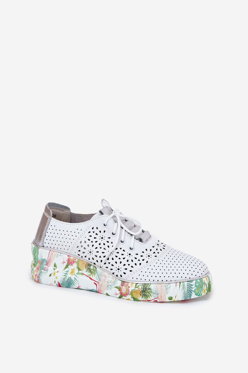 Жіноче Шкіряне Взуття На Танкетці Artiker 56C1799 Біло-Сріблясте