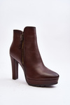 Коричневі ботильйони на високому каблуці і застібках Inezma