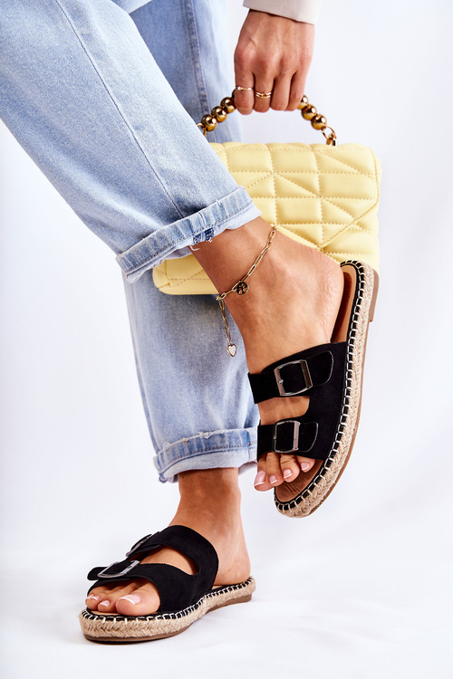 Класичні замшеві жіночі тапочки Black Casilda