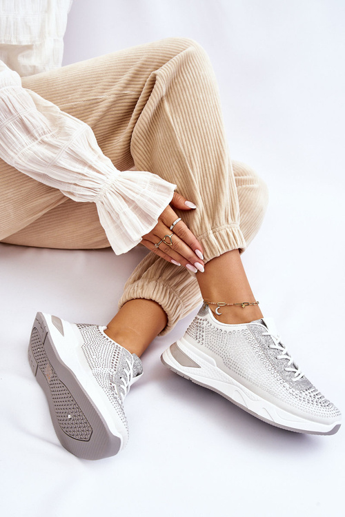 Жіночі кросівки з цирконами Білі Raiden