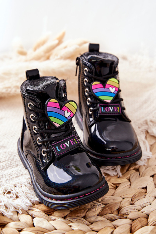 Лаковані вовняні утеплені чоботи Anlon чорного кольору