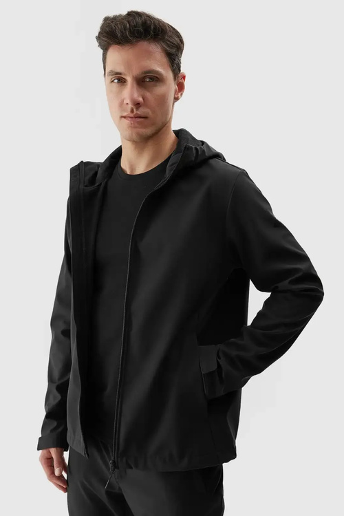 Чоловіча куртка софтшел з капюшоном 4F чорна 4FWAW24TSOFM283-20S