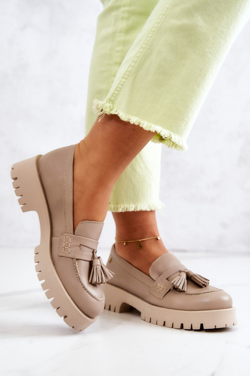 Жіночі шкіряні черевики Бахрома Maciejka 05497-04 Бежеві