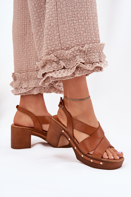 Шкіряні Сандалі На Підборі Zazoo 1081 Коричневі