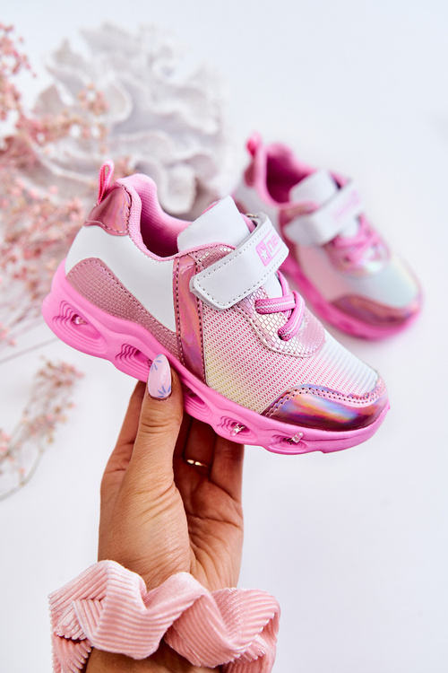 Дитяче шкіряне спортивне взуття біло-рожева Loopsy