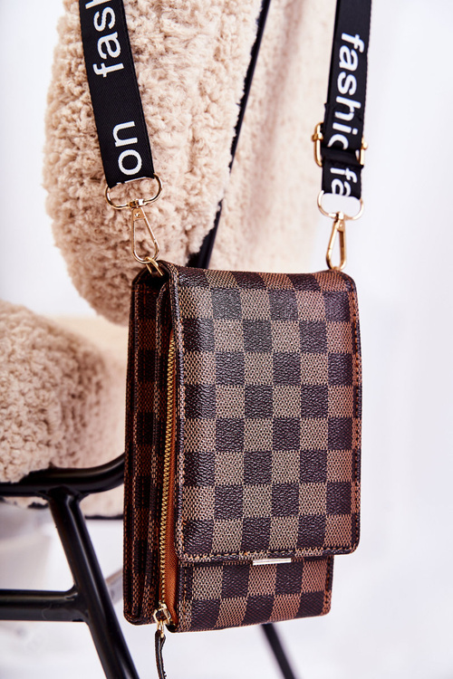 Магніт на гаманець 2в1 картатий коричневий Коста