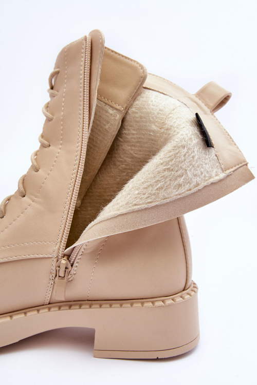 Шкіряні ботильйони Лофери Плоский каблук Світло-бежевий Aganne