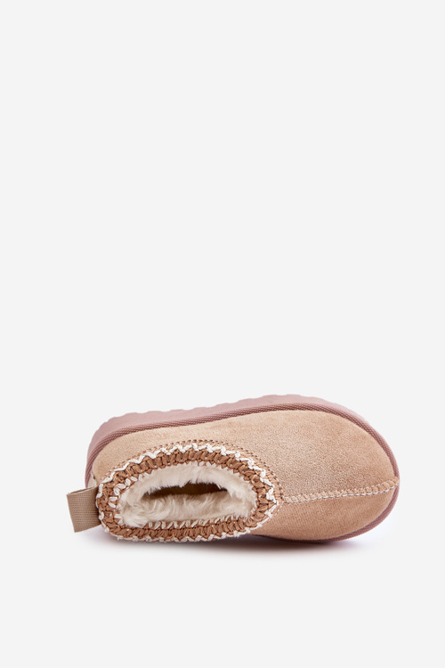 Снігові черевики Дитячі ботильйони на платформі утеплені хутром бежеві Vilabria