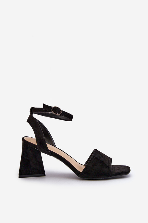 Жіночі Сандалі На Підборах З Еко Замші Чорні Vinceza 17328