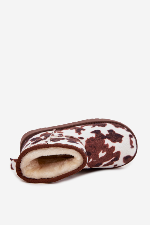 Дитячі молодіжні зимові черевики з хутряною підкладкою з латками білого-коричневого Mireya