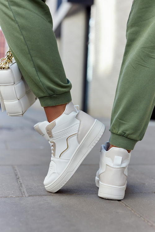 Високі жіночі кросівки біло-бежеві Megithoe