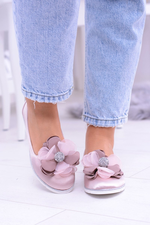 Оксамитові рожеві балерини Фуміко з великою квіткою