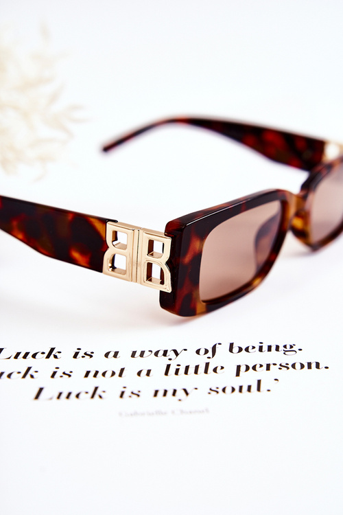 Модні прямокутні сонцезахисні окуляри Marbled V120035 Коричневий