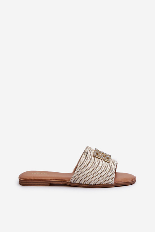 Жіночі босоніжки на плоскій підошві з тасьмою та орнаментом White Omenna