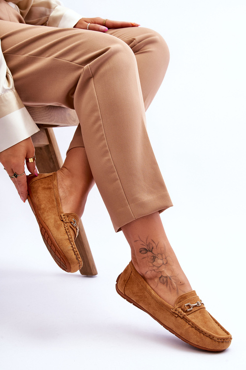 Замшеві лофери з орнаментом Коричневий Eleina