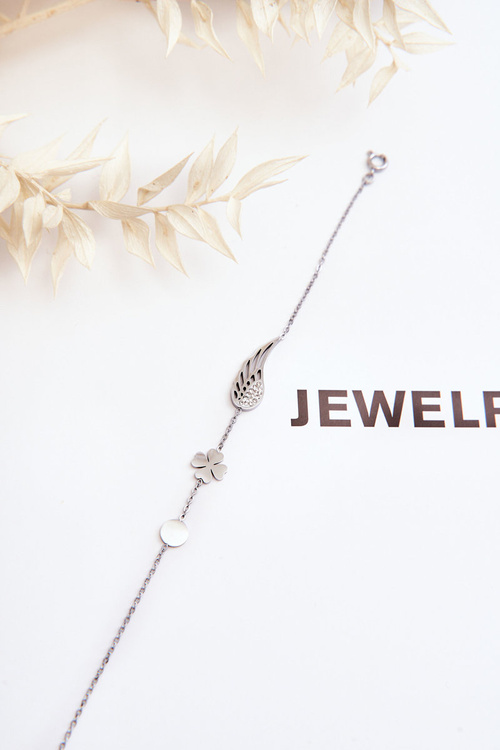 Браслет з нержавіючої сталі Крила та конюшина Срібло