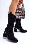 Жіночі замшеві ажурні чоботи Чорні Adelia