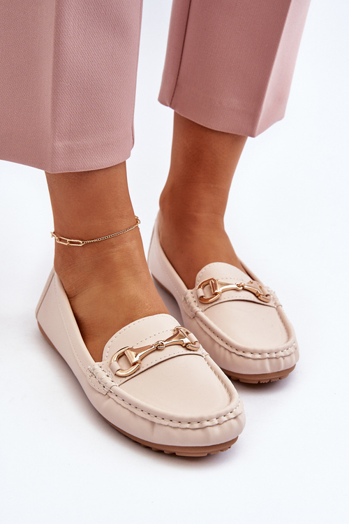 Жіночі класичні мокасини з екошкіри бежевого кольору Demese